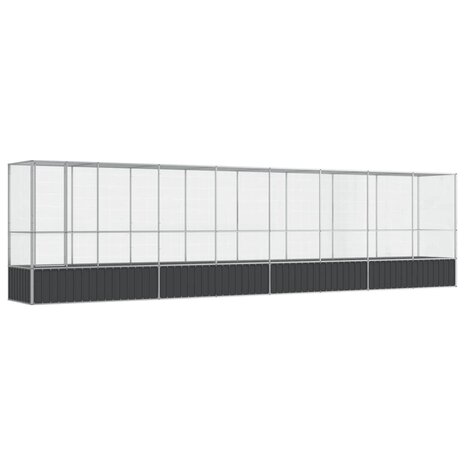Volière met verlengstuk 834,5x107x212 m staal zilverkleurig 2