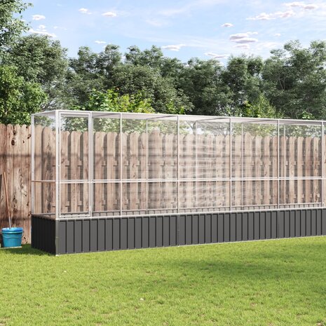 Volière met verlengstuk 1042,5x107x212 m staal zilverkleurig 1