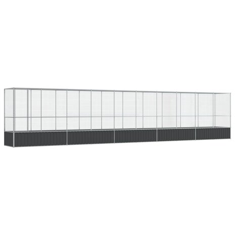 Volière met verlengstuk 1042,5x107x212 m staal zilverkleurig 2