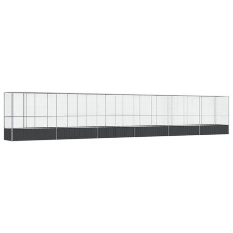 Volière met verlengstuk 1250,5x107x212 m staal zilverkleurig 2