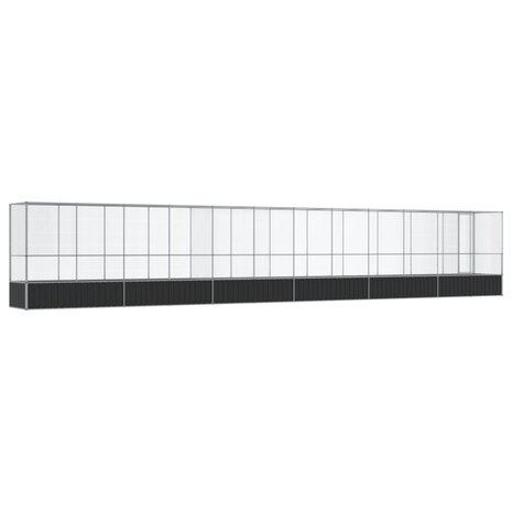 Volière met verlengstuk 1250,5x107x212 m staal zilverkleurig 5