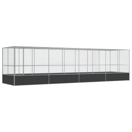 Volière met verlengstuk 832x207x212 m staal zilverkleurig 2