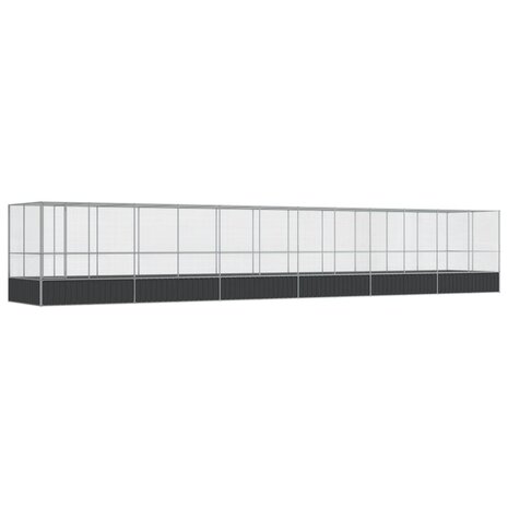 Volière met verlengstuk 1246x207x212 m staal zilverkleurig 2