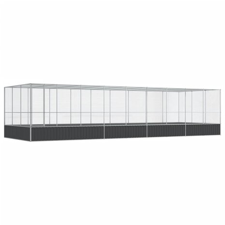 Volière met verlengstuk 932x307x212 m staal zilverkleurig 2