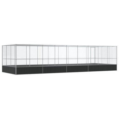 Volière met verlengstuk 932x307x212 m staal zilverkleurig 5