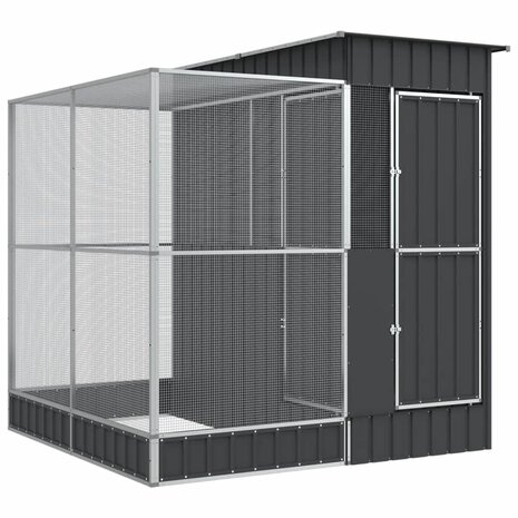 Volière met verlengstuk 209x203x216 cm staal zilverkleurig 2