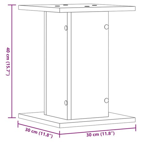 Speakerstandaards 2 st 30x30x40 cm bewerkt hout oud houtkleurig 9