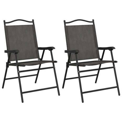 Tuinstoelen 2 st inklapbaar staal en textileen gemêleerd grijs 2