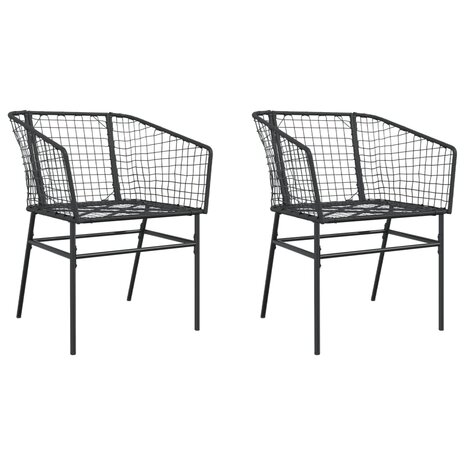 Tuinstoelen 2 st poly rattan zwart 2