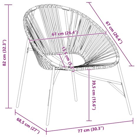 Tuinstoel Egg poly rattan zwart wit 8