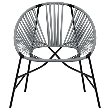 Tuinstoel Egg poly rattan zwart en lichtgrijs 4