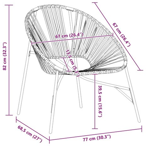 Tuinstoel Egg poly rattan zwart en lichtgrijs 8