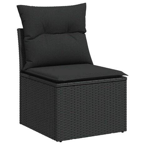 2-delige Loungeset met kussens poly rattan acacia zwart 4
