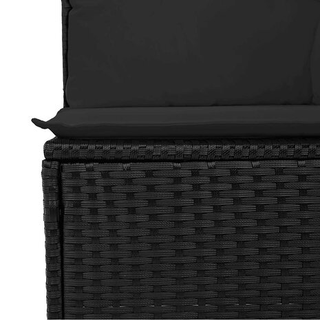 2-delige Loungeset met kussens poly rattan acacia zwart 5