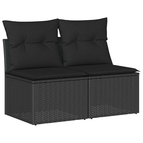 2-delige Loungeset met kussens poly rattan acacia zwart 2