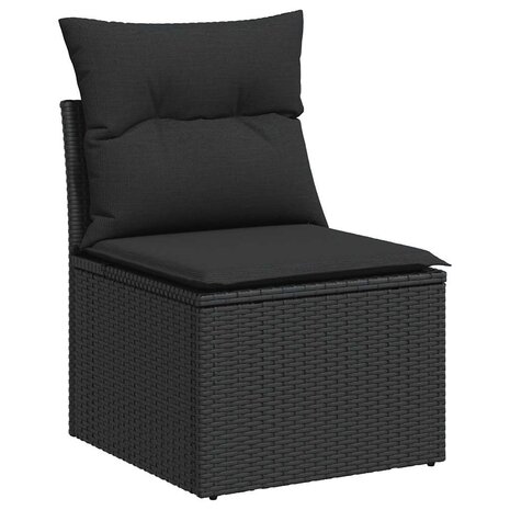 2-delige Loungeset met kussens poly rattan acacia zwart 4