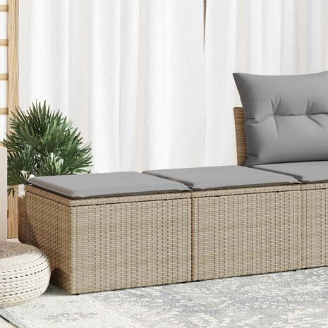 2-delige Loungeset met kussens poly rattan acacia beige 1