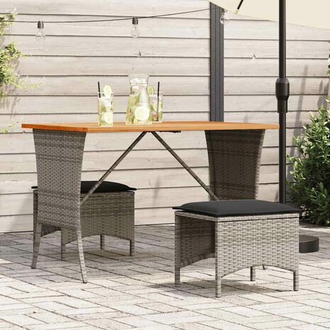 3-delige Tuinset met kussens poly rattan grijs 1