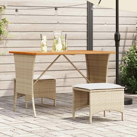 3-delige Tuinset met kussens poly rattan beige 1