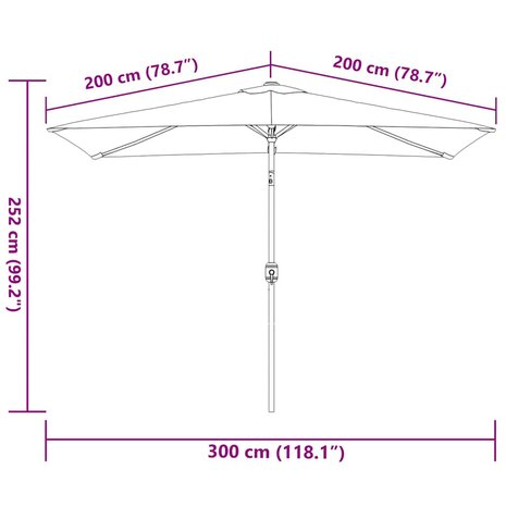 Parasol met metalen paal 300x200 cm antraciet 8