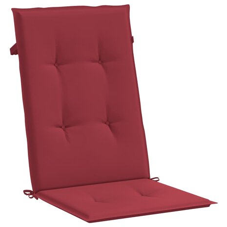 Tuinstoelkussens 2 st hoge rug 120x50x3 cm stof wijnrood 5