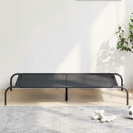 Hondenmand verhoogd 130x80x20 cm textiel en staal zwart 1
