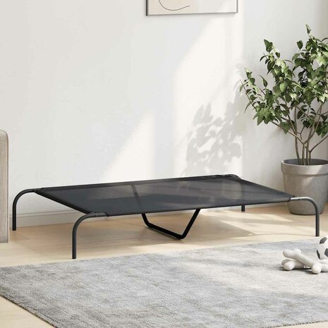 Hondenmand verhoogd 130x80x20 cm textiel en staal zwart 3