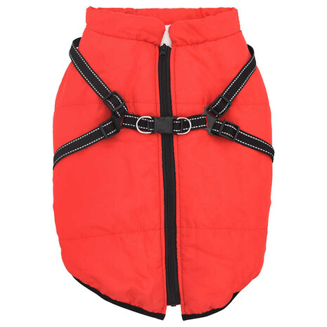 Hondenjas met harnas waterdicht reflecterend rood L48 2