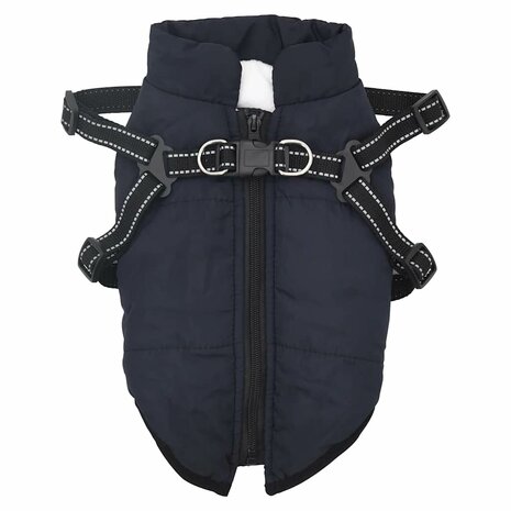 Hondenjas met harnas waterdicht reflecterend marineblauw L32 2