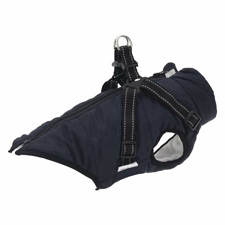 Hondenjas met harnas waterdicht reflecterend marineblauw L40 1