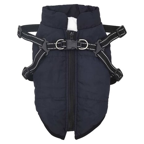 Hondenjas met harnas waterdicht reflecterend marineblauw L40 2