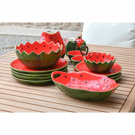 Aperitiefschaaltje Home ESPRIT Rood Groen Keramiek Watermeloen 30 x 19,5 x 7,5 cm 2