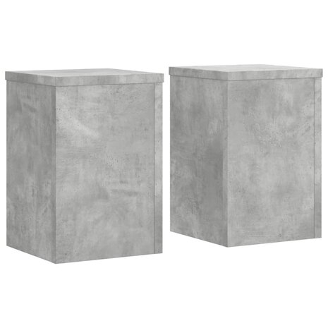 Plantenstandaards 2 st 20x20x30 cm bewerkt hout betongrijs 2