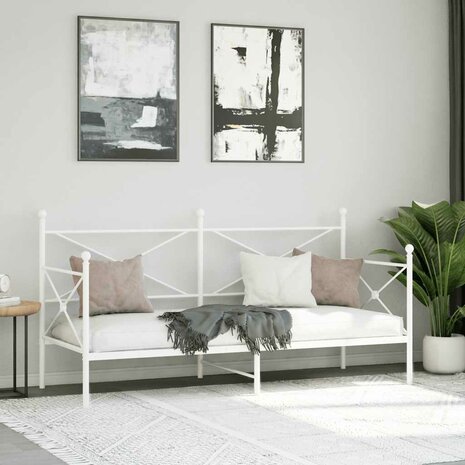 Slaapbank zonder matras 75x190 cm staal wit 3