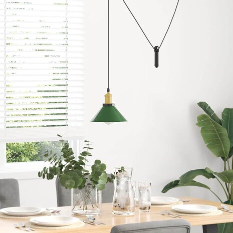 Hanglamp in hoogte verstelbaar E27 Ø22 cm metaal glanzend groen 3
