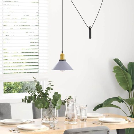 Hanglamp in hoogte verstelbaar E27 Ø22 cm metaal glanzend grijs 3