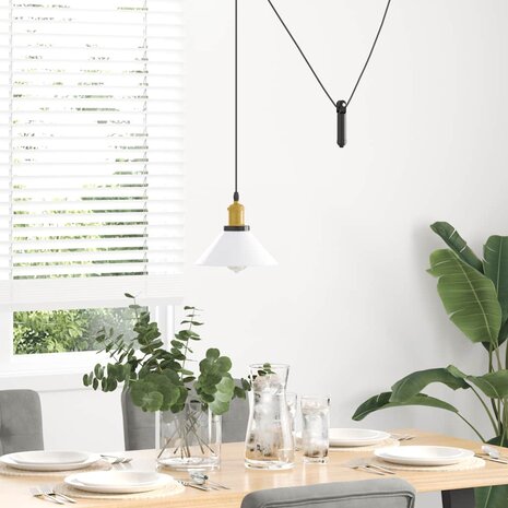 Hanglamp in hoogte verstelbaar E27 Ø22 cm metaal glanzend wit 3