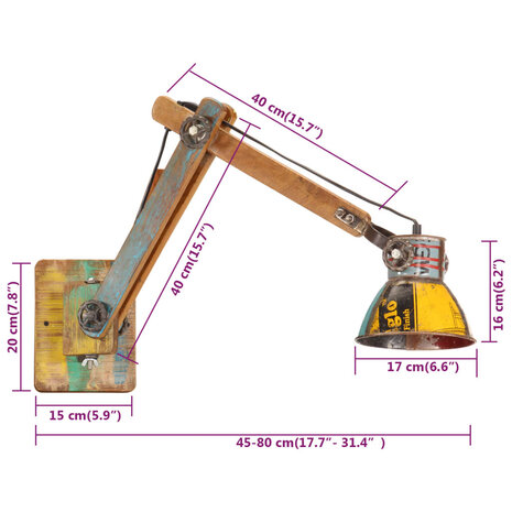 Wandlamp industrieel rond E27 meerkleurig 8