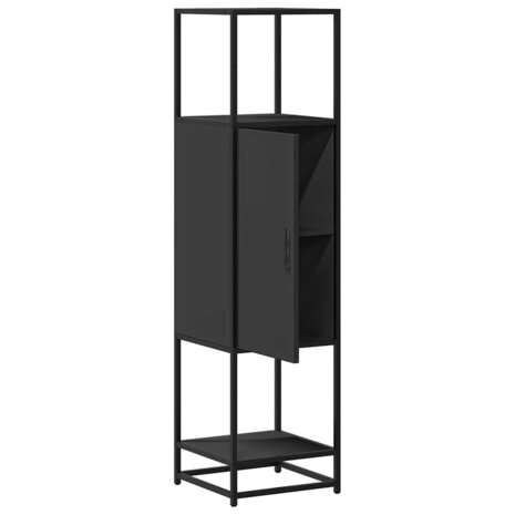 Hoge kast 35,5x35x139 cm bewerkt hout en metaal zwart 5
