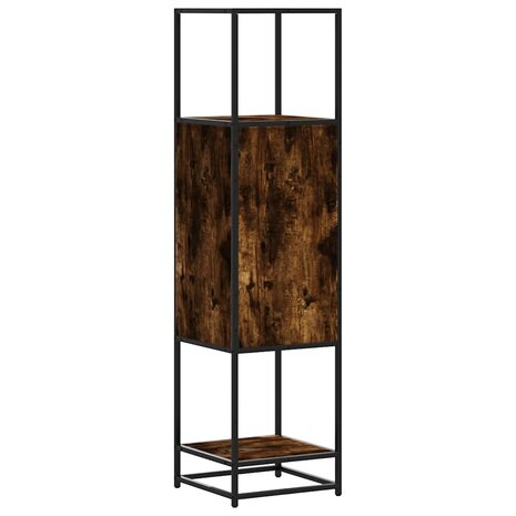Hoge kast 35,5x35x139 cm bewerkt hout en metaal gerookt eiken 7