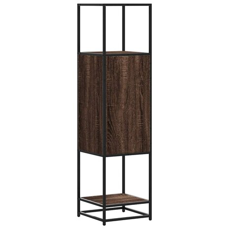 Hoge kast 35,5x35x139 cm bewerkt hout en metaal bruin eiken 7