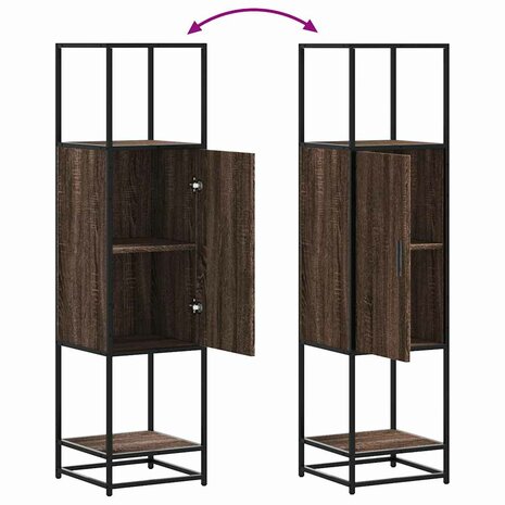 Hoge kast 35,5x35x139 cm bewerkt hout en metaal bruin eiken 8