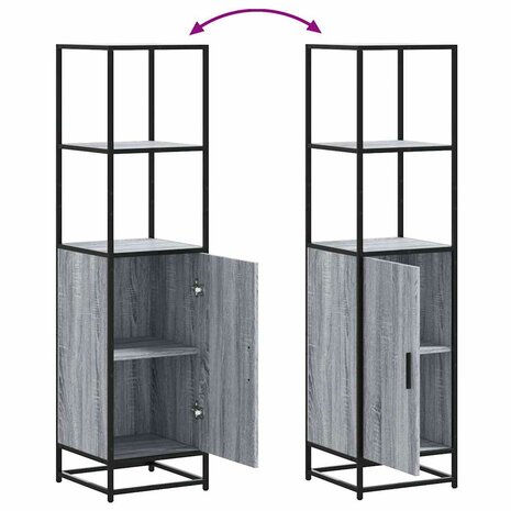 Hoge kast 35,5x35x139 cm bewerkt hout en metaal grijs sonoma 8