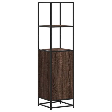 Hoge kast 35,5x35x139 cm bewerkt hout en metaal bruin eiken 7