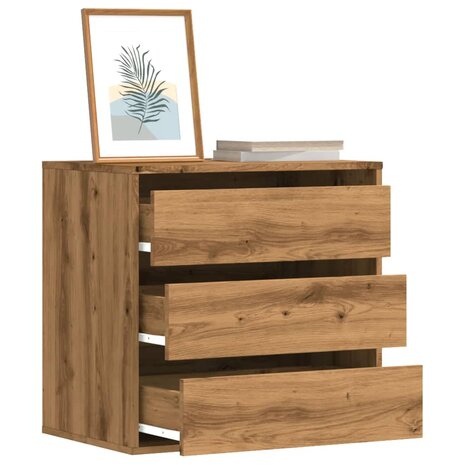 Ladekast 60x41x58 cm bewerkt hout artisanaal eikenkleurig 1