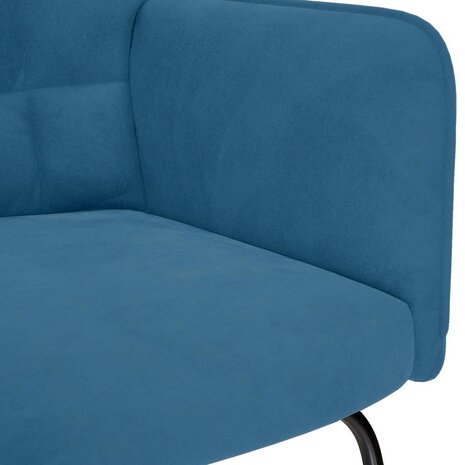 Schommelstoel met krukje fluweel blauw 8