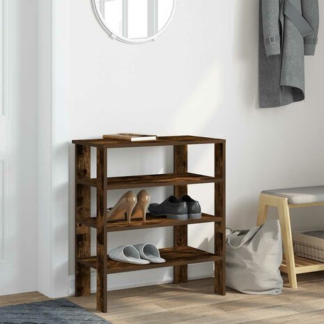 Schoenenrek 61x32x70 cm bewerkt hout gerookt eikenkleurig 3