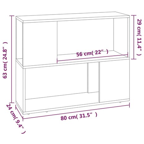 Boekenkast/kamerscherm 80x24x63 cm gerookt eikenkleurig 8