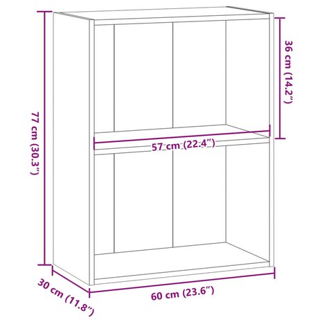 Boekenkast 60x30x77 cm bewerkt hout grijs sonoma eikenkleurig 9