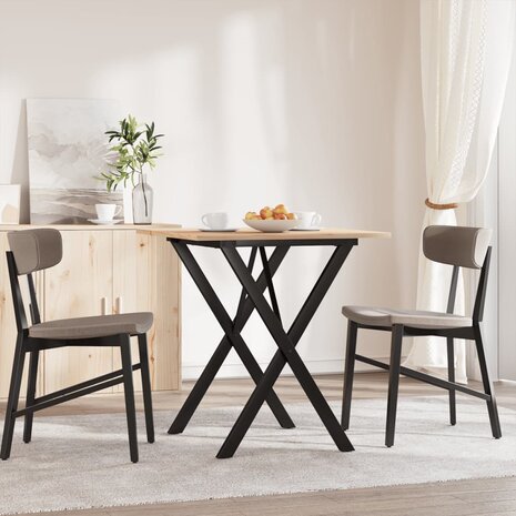 Eettafel X-frame 70x70x75 cm massief grenenhout en staal 3